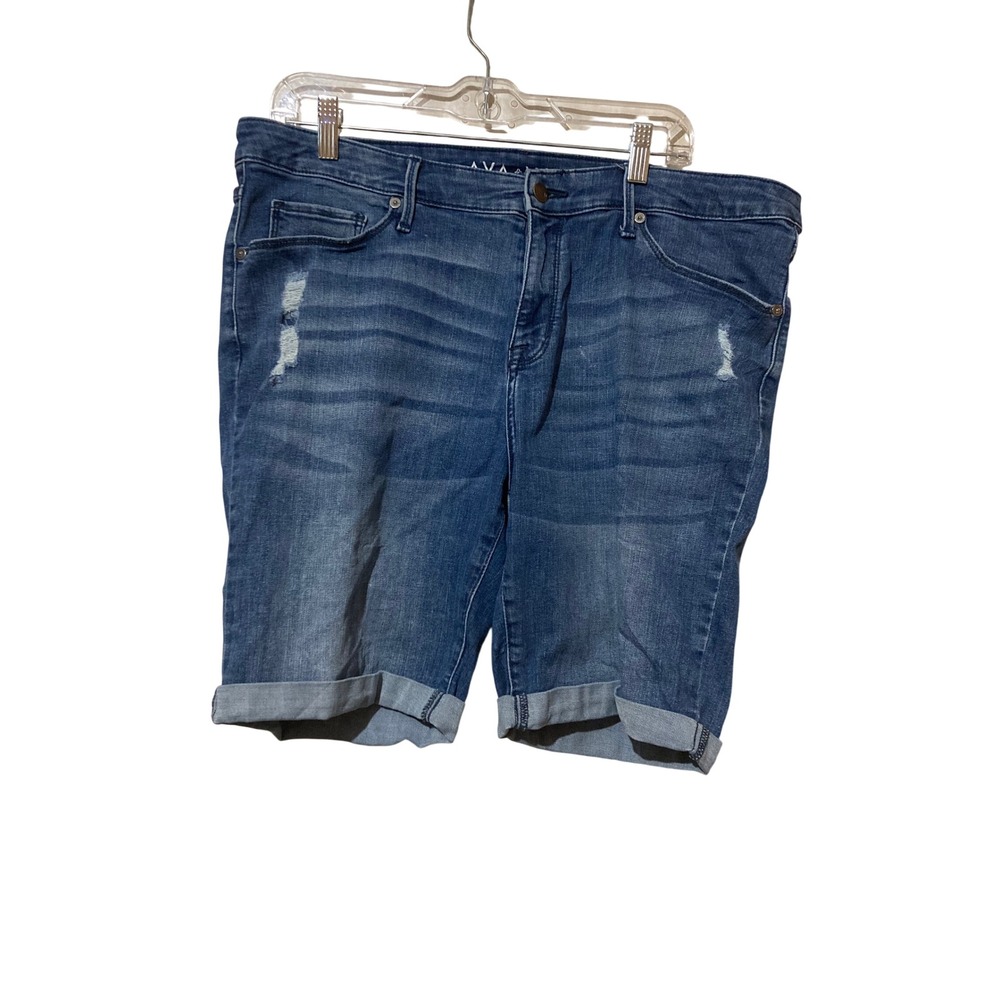 Ava & Viv Bermuda Denim Shorts Womens 18W Medium Wash Distressed Power Stretch